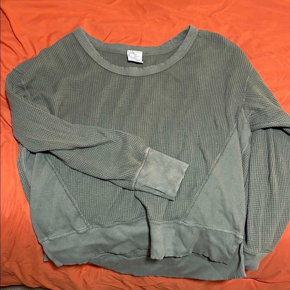 Vintage Green Waffle Knit Sweater